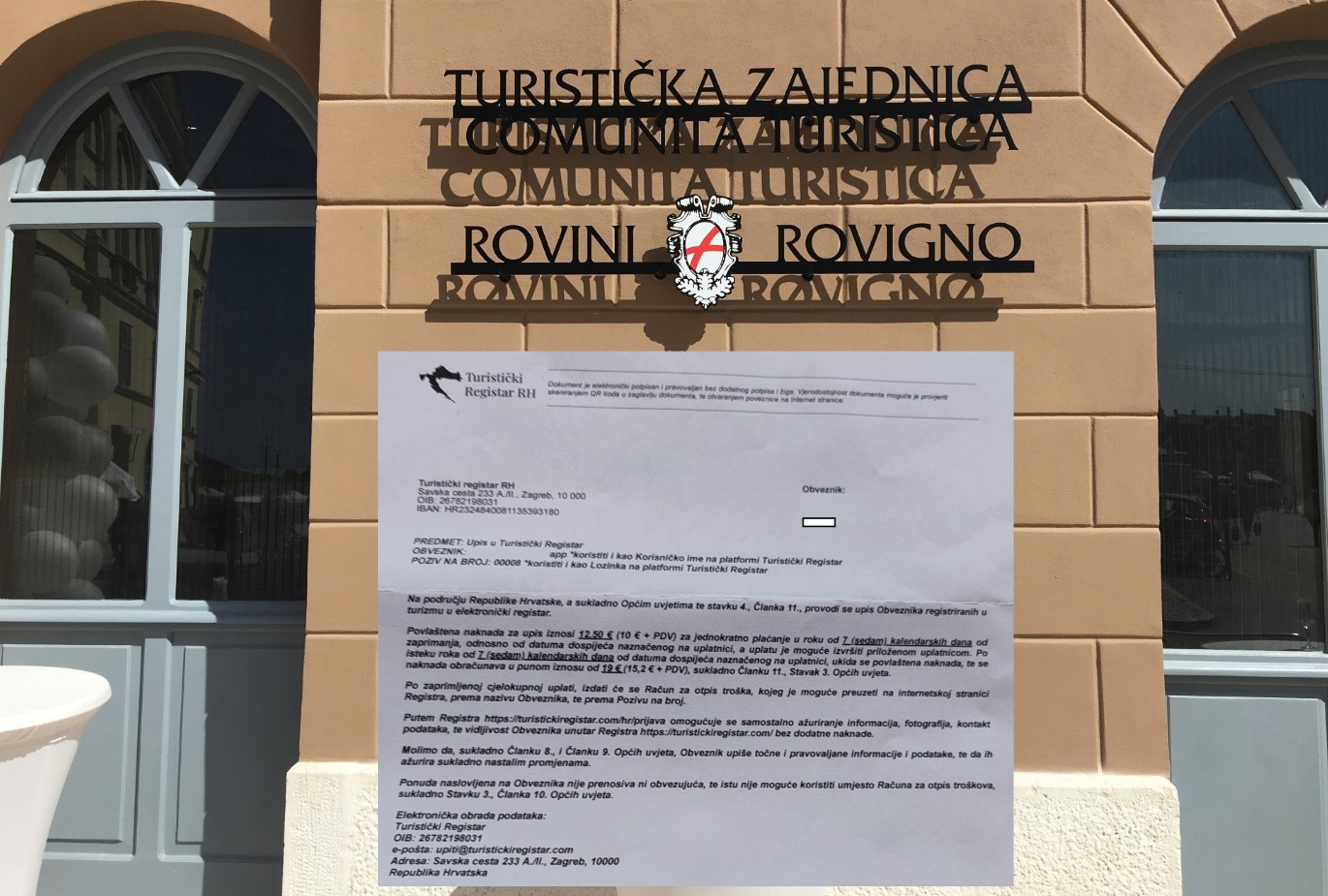 LAŽNE UPLATNICE I U ROVINJU Turistička zajednica Rovinj upozorava iznajmljivače: NE uplaćujte navedenu naknadu